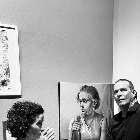 Dana Ellyn & Matt Sesow with Ellyn's Golden Age painting