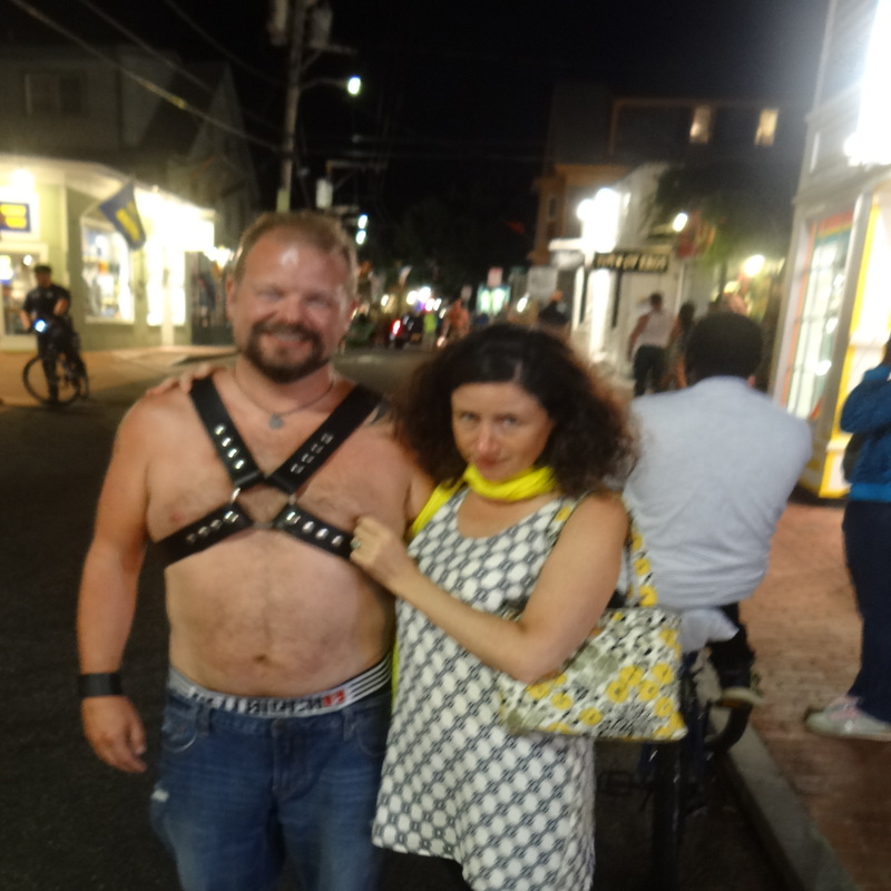 Dana Ellyn and Matt Sesow in Provincetown, MA during Bear Week - for their Fairytales & Folklore exhibit at AMP Art Market.