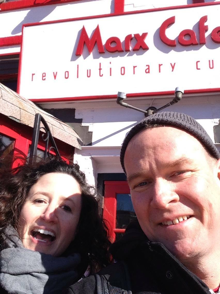Dana Ellyn and Matt Sesow outside the Marx Cafe in Mt Pleasant neighborhood in Washington DC.